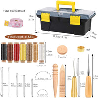 Leather Working Tools Kit, Leather Craft Kits, Hand Leather Tool Kit with Instructions, Quality Toolbox, Rotary Cutter, Waxed Thread, Tracing Wheel, and Other Leather Working Supplies for Beginners - Arteztik
