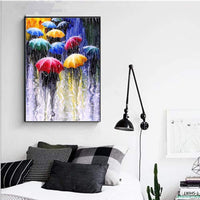 Pintura de diamantes 5D, bricolaje con diamantes de imitación, bordado de punto de cruz, manualidades, obras de arte, lienzo, decoración de pared, 12 x 16 pulgadas, paseo en la lluvia - Arteztik
