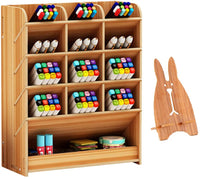 Marbrasse - organizador de escritorio de madera, multifuncional, caja de soporte para bolígrafos, papelería de escritorio, fácil de montar, estante de almacenamiento para suministros de oficina en casa-oficina con cajón - Arteztik
