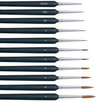 Juego de 11 pinceles de pintura en miniatura con mango ergonómico, apto para pintura acrílica, pintura de adultos por números, aceite, acuarela (negro) - Arteztik
