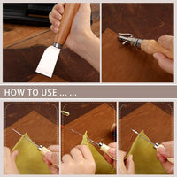 Leather Working Tools, Leather Sewing Tools Kit, Hand Leather Kit with Instructions, Toolbox, UV Stitching Groover, Waxed Thread, Tracing Wheel, and Other Beginners Leather Crafting Tools and Supplies - Arteztik
