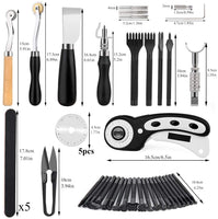 Leather Working Tools Kit, Leather Craft Kits, Hand Leather Tool Kit with Instructions, Quality Toolbox, Rotary Cutter, Waxed Thread, Tracing Wheel, and Other Leather Working Supplies for Beginners - Arteztik
