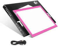 ME456 - Caja de luz LED de tamaño A4 para dibujo de tatuajes, diseño de animación, dibujo de dibujos, color rosa - Arteztik
