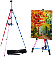 Caballete de aluminio ajustable con trípode de aluminio de 20 a 65 pulgadas con bolsa portátil para el suelo, escritorio de la playa, pintura - Arteztik
