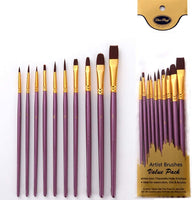 Suproot Juego de pinceles de pintura, 10 pinceles planos para acuarela, aceite, pintura acrílica y manualidades, uñas, pintura facial (cepillo azul) (negro) - Arteztik
