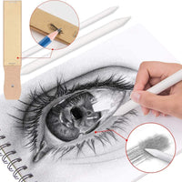 EEX Art Supplies, lápices de dibujo de grafito y juego de bocetos, kit de dibujo profesional para artistas, incluye lápices de carbón, lápices de grafito, palos, sacapuntas, gomas de borrar y bloc de bocetos - Arteztik
