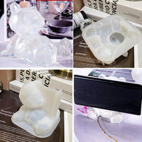 Molde epoxi de oso tridimensional, soporte para teléfono móvil, molde de fundición de silicona, manualidades, luz nocturna, accesorios de decoración del coche, decoración del hogar - Arteztik
