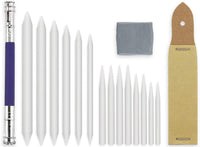 Butterfunny Juego de 14 piezas de mezcla de tachuelas y tortillones de papel con 1 sacapuntas de papel de lija, 1 borrador amasado de dibujo y 1 herramienta de extensión de lápiz para estudiante artista C - Arteztik
