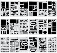 Biubee 36 plantillas de plástico de más de 1500 patrones diferentes – 4 x 7 pulgadas plantillas de dibujo para cuaderno, diario, álbum de recortes de bricolaje - Arteztik
