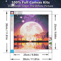 XPCARE Kit de pintura de diamantes, redondo, broca completa, kit de pintura de diamantes 5D por número, para decoración de pared del hogar, adultos y niños, 12 x 12 pulgadas, luna - Arteztik
