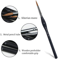 Juego de pinceles de pintura en miniatura para detalles de cabello de Sable, 10 unidades de pinceles de acuarela de visón siberiano para detalles finos y pintura artística, acrílico, modelos, uñas, Oi, modelos de manualidades de pintura de roca - Arteztik
