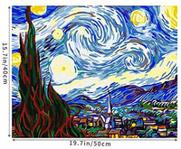 Mural de pared arte pintura por números DIY acrílico Kit de pintura para niños y adultos principiante – 16 x 20 pulgadas Van Gogh cielo estrellado con 3 cepillos y colores brillantes - Arteztik
