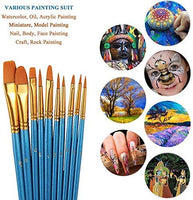 Suproot Juego de pinceles de pintura, 10 pinceles planos para acuarela, aceite, pintura acrílica y manualidades, uñas, pintura facial (cepillo azul) (negro) - Arteztik
