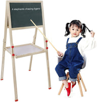Caballete de madera de doble cara para niños, resistente, independiente, para dibujar, arte, caballete para niños, altura ajustable, pizarra magnética y pizarra blanca - Arteztik
