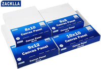 Zacklla Painting Canvas Panels Multi Pack, 8x8", 8x10", 10x10", 9x12" Set de 48, Canvas Boards for Painting - Arteztik
