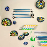 Juego de herramientas de punteado de mandala, 31 herramientas de punteado de bolígrafo con bolsa de almacenamiento, mandala, plantilla, bola, lápiz táctil, bandeja de pintura para rocas y uñas, dibujo artístico, respetuoso con el medio ambiente - Arteztik
