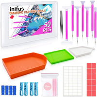 Inifus - Juego de 50 accesorios de pintura con diamantes 5D para bricolaje, con bandeja de plástico y pegamento, se aplica a taladros completos y pintura con diamantes 5D - Arteztik
