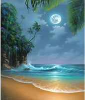 Kit de pintura de diamante 5D, diamante completo con bordado de luna y playa con diamantes de imitación y punto de cruz para decoración de pared del hogar - Arteztik
