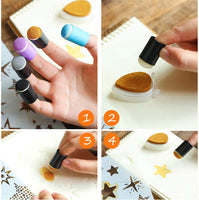 40 esponjas de dedo duraderas, almohadilla de tinta para estampado, cepillo con caja de almacenamiento para pintura, dibujo, tinta, tiza (colorido) - Arteztik
