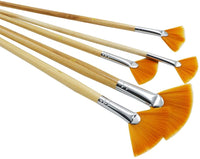 ZHOUXINXING - Juego de 5 cepillos de madera de nailon con forma de abanico para pintar y dibujar - Arteztik

