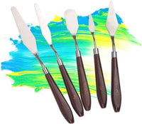 GOCTOS - Juego de 5 cuchillos para pintura, para acuarela, aceite, acrílico, manualidades, roca, pintura facial, herramientas básicas de pintura con hoja de acero inoxidable y asas de madera - Arteztik
