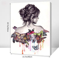 Geboor - Kit de pintura al óleo con pinceles, pintura por número, para adultos, mariposa, belleza, niña, decoración, 15.7 x 19.7 in - Arteztik

