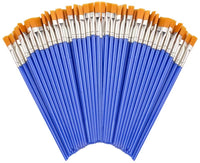 Juego de 50 pinceles de pintura, mango de plástico corto, cepillos de pelo de nailon para pintura acrílica, acuarela, arte, para niño, artista, estudiante, principiante, Mix(25plana +25round#1) - Arteztik
