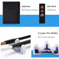 Juego de caligrafía china para caligrafía cepillo Sumi tinta regrabable agua paño de escritura inkstone set de fieltro con caja de almacenamiento - Arteztik
