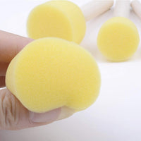 Juego de 50 brochas de esponja de espuma redonda con mango de madera, herramientas de pintura para niños, 5 tamaños surtidos - Arteztik
