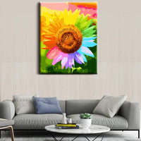 Pintura de varios números para adultos, niños, principiantes, fácil acrílico sobre lienzo, 16.0 x 20.0 in, con pinturas y pinceles, colorido girasol (sin marco) - Arteztik
