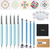 Juego de herramientas de punto, plantilla de mandala, lápiz capacitivo de silicona y bandeja de pintura con cartón negro para pintura de rocas, punteado de uñas, calcomanías de uñas. Kit de ejercicio para principiantes - Arteztik
