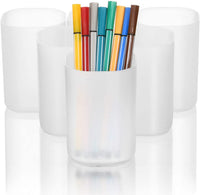 Organizador de escritorio grande de 3 piezas - Organizador de bolígrafos para oficina, escuela, suministros para el hogar, soporte de almacenamiento de bolígrafo blanco translúcido, alta capacidad, juego de 3, 12 compartimentos (soporte grande para bolígr - Arteztik
