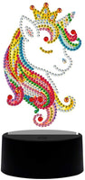 Lámpara LED de pintura de diamante, DIY con forma especial de cuentas de pintura de diamante con diseño de cruz LED de luz de noche de punto de cruz, kit de mosaico para decoración del hogar, arte regalos infantiles (unicornio) - Arteztik
