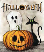 Kit de pintura de diamantes para adultos BLOCE, 12 x 16 pulgadas, kit de pintura por número, esqueleto de calabaza de gato, taladro completo, diamantes de imitación, bordado, arte (Halloween-cat) - Arteztik
