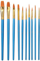 Juego de 10 pinceles de pintura acrílica, juego de pinceles de nailon, punta redonda, pinceles para pintura al óleo, acuarela, kit profesional para artistas, arte de uñas faciales, para niños y adultos - Arteztik
