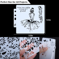 UCEC 13 plantillas de plástico para planificador, plantilla decorativa – plantilla de hoja, plantillas de borde, plantillas de números, iconos, gráficos, formas para cuaderno, diario, álbum de recortes, 5.1 x 4.7 in - Arteztik
