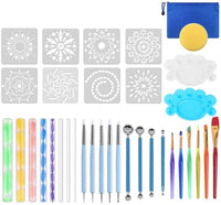 35Pcs Mandala Dotting Tools Set for Art Rock Painting, Stencil Painting Tools Stylus Paint Tray for Canvas Rocks Crafting Drafting Art Supplies - Arteztik
