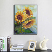 Pintura de diamante 5D redonda de diamante bordado arte lienzo para decoración de la pared del hogar, 12.0 x 16.0 in, (girasol) - Arteztik
