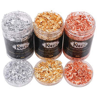 KINNO - Escamas doradas color 2.5 imitación oro, plata, color 0 cobre real, 3 botellas de láminas metálicas para pintar artes y manualidades, arte de uñas - Arteztik
