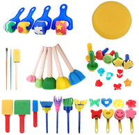 33 Pcs Kids Drawing Tools Kits, Sponge Painting Brushes, Early DIY Learning Craft Art Supplies for Kids Toddlers, Washable Painting Brushes, Foam Roller Sponge Arts Craft - Arteztik
