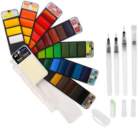 BBLIKE Juego de pintura de acuarela con 4 pinceles variados, 42 colores surtidos, juego de bocetos de acuarela portátil de viaje para principiantes, niños, estudiantes, artista y más - Arteztik
