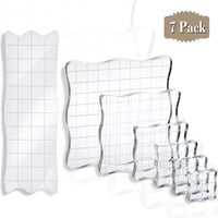 7 piezas de bloques de sellos de acrílico transparente con cuadrícula y agarre, bloques de sellos decorativos para álbumes de recortes, manualidades, manualidades y adornos - Arteztik
