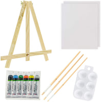 U.S. Art Supply - Juego de pintura al óleo con mini caballete de mesa, pinceles y paleta (14 piezas) - Arteztik
