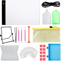YIZUNNU - Kit de herramientas y accesorios de pintura de diamante 5D con almohadilla de luz para pintura de diamante y caja de bordado de diamante para adultos o niños (22 piezas) - Arteztik

