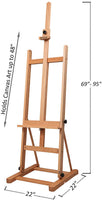 MEEDEN - Caballete de madera de haya maciza mediana con marco en H para estudio de trabajo mediano, caballete ajustable para pintura de piso, soporte para lienzos de hasta 48 pulgadas - Arteztik
