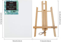 Caballete MEEDEN con juegos de lienzo, caballete de mesa de madera de haya de 11.8 in de alto y lienzo estirado de 9.1 x 11.8 in para pintar, manualidades, dibujos, decoración, conjuntos, 1 unidad - Arteztik
