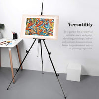 Caballete de metal Arrtx para artistas, soporte de metal, caballete de exhibición de hierro ultra grueso, fácil de transportar y configurar, altura ajustable de 35 a 82 pulgadas y peso de 3.3 libras, perfecto para artista de viaje - Arteztik
