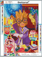 Betionol - Kit de pintura de diamantes 5D para niños y adultos, kit de pintura de diamantes de imitación de cristal de perforación completa por números con el tema de Babby Groot, 12 x 16 pulgadas - Arteztik
