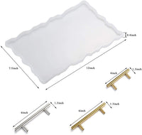 Molde de resina, moldes para moldes de resina y silicona con 1 bandeja de ágata de geodas y 3 asas doradas/plateadas, moldes para platos de ágata de geoda, para hacer tú mismo bandejas de ágata y tabla de servir. - Arteztik
