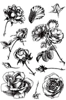 Sello de goma, diseño de hojas de rosas y flores, sello transparente, álbum de recortes, álbum de fotos, tarjeta decorativa, sellos transparentes - Arteztik
